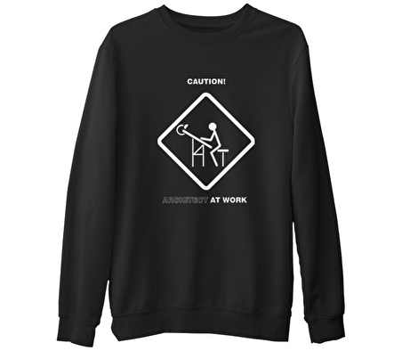 Architect at Work  Siyah Erkek Kalın Sweatshirt