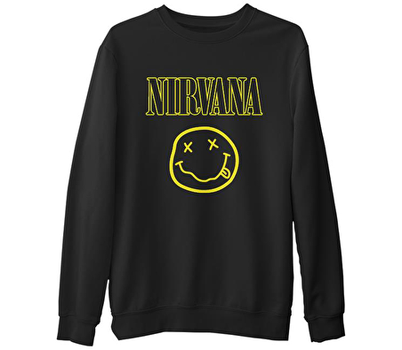Nirvana  Siyah Erkek Kalın Sweatshirt