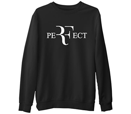 Roger Federer - Perfect  Siyah Erkek Kalın Sweatshirt