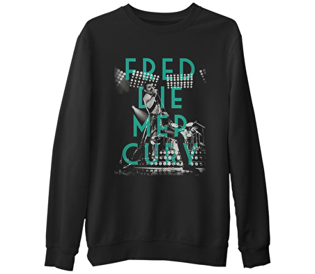 Freddie Mercury  Siyah Erkek Kalın Sweatshirt