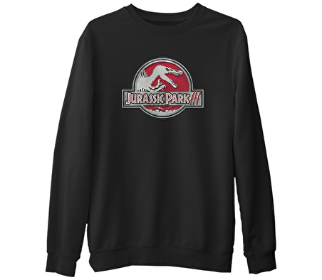 Jurassic Park - Logo  Siyah Erkek Kalın Sweatshirt