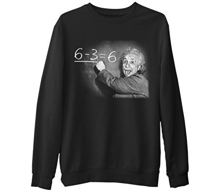 Einstein  Siyah Erkek Kalın Sweatshirt