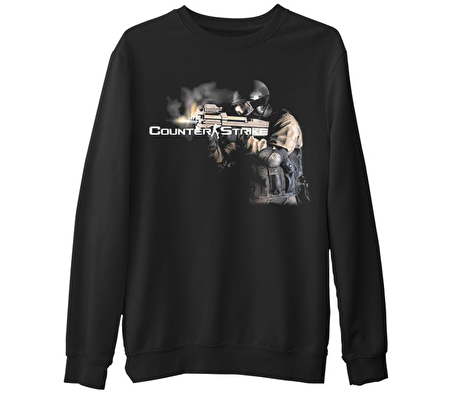 Counter Strike 2  Siyah Erkek Kalın Sweatshirt