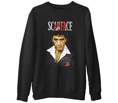 Scarface  Siyah Erkek Kalın Sweatshirt