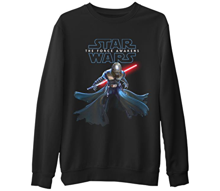 Star Wars - The Force Awakens 5  Siyah Erkek Kalın Sweatshirt