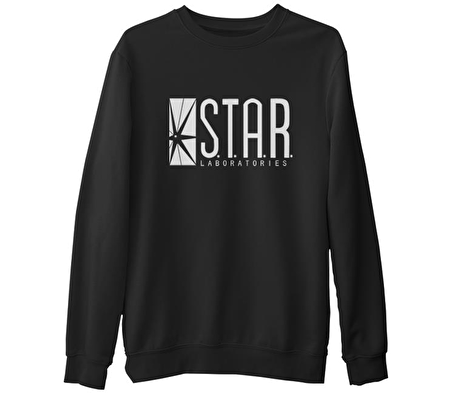 Flash - S.T.A.R. Laboratories  Siyah Erkek Kalın Sweatshirt