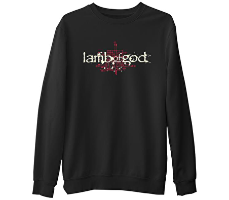 Lamb of God - Logo  Siyah Erkek Kalın Sweatshirt