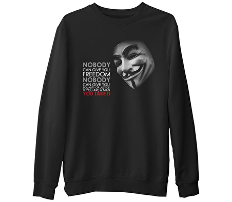 Vandetta - Freedom  Siyah Erkek Kalın Sweatshirt