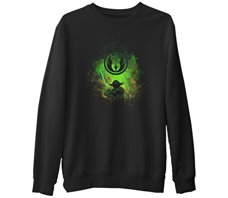 Star Wars - Yoda  Siyah Erkek Kalın Sweatshirt