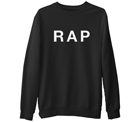 RAP  Siyah Erkek Kalın Sweatshirt