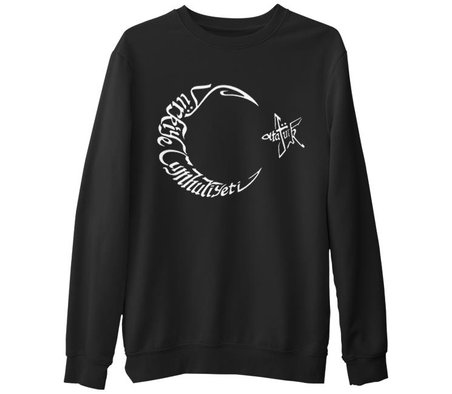 TC Atatürk  Siyah Erkek Kalın Sweatshirt