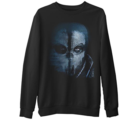 Call of Duty - Ghosts Mask  Siyah Erkek Kalın Sweatshirt