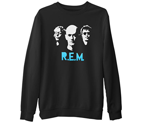 R.E.M  Siyah Erkek Kalın Sweatshirt