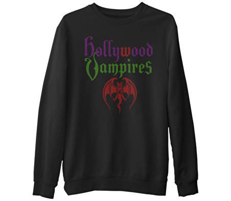 Hollywood Vampires  Siyah Erkek Kalın Sweatshirt