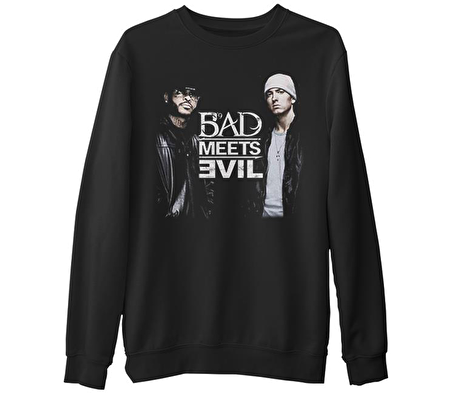 Bad Meets Evil  Siyah Erkek Kalın Sweatshirt