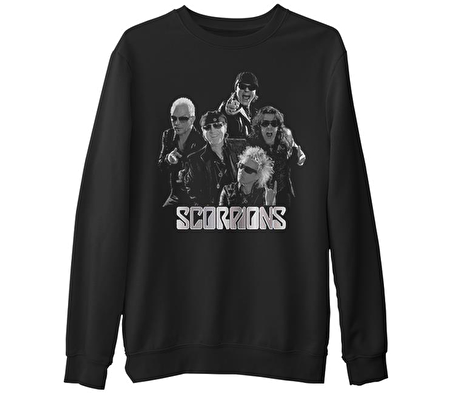 Scorpions - Group  Siyah Erkek Kalın Sweatshirt
