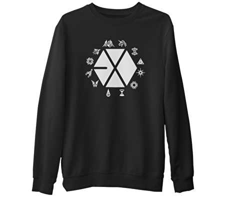 EXO - Exo Land  Siyah Erkek Kalın Sweatshirt