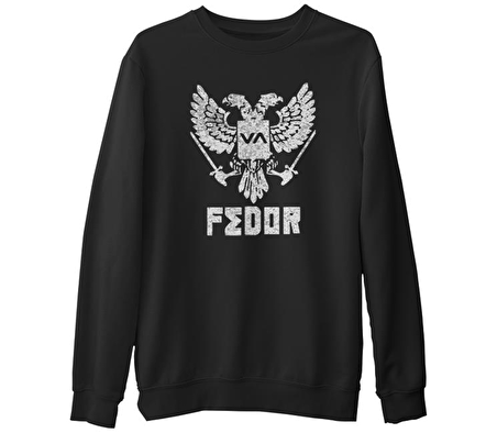 Fedor - Logo  Siyah Erkek Kalın Sweatshirt