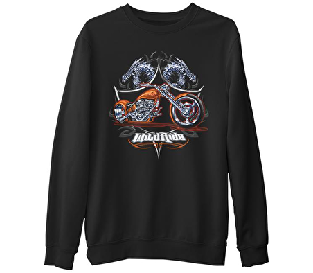 Motosiklet - Motor Ride  Siyah Erkek Kalın Sweatshirt