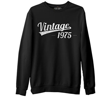 Vintage 1975  Siyah Erkek Kalın Sweatshirt