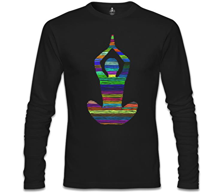 Yoga - Lines Siyah Erkek Sweatshirt