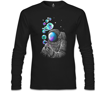 Space Baloon Siyah Erkek Sweatshirt