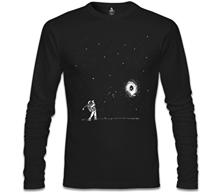 Uzay - Golf Siyah Erkek Sweatshirt