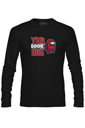 Among Us You Look Sus Siyah Erkek Sweatshirt