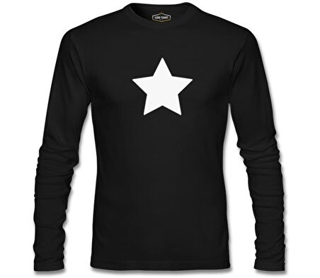 Beyaz Yıldız Siyah Erkek Sweatshirt