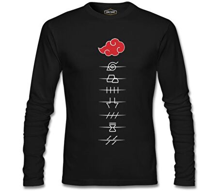 Naruto - Hidden Villages Akatsuki Siyah Erkek Sweatshirt