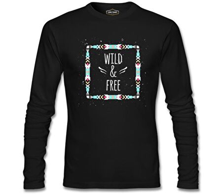 Wild and Free Siyah Erkek Sweatshirt