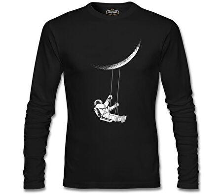 Astronot Salıncak Siyah Erkek Sweatshirt