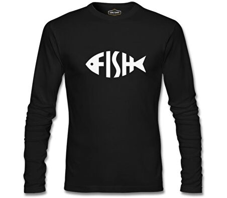 Fish with Letters Siyah Erkek Sweatshirt
