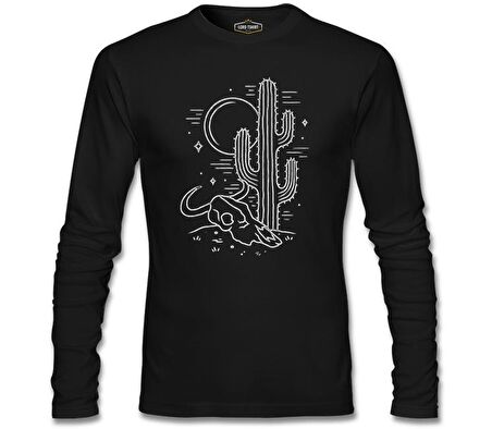 Çölde Kaktüs Siyah Erkek Sweatshirt