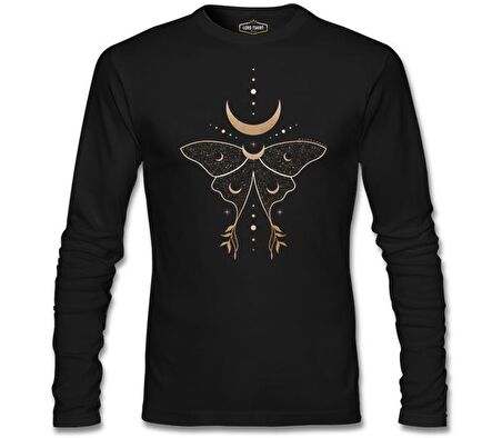 Kelebek ve Ay Siyah Erkek Sweatshirt