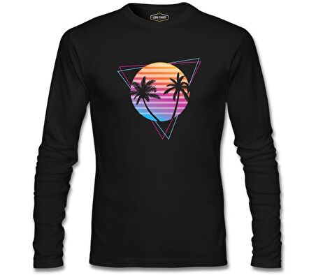 Summer Night Lights Siyah Erkek Sweatshirt