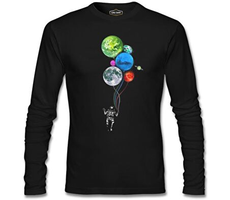 Gezegenler - Astronot Siyah Erkek Sweatshirt