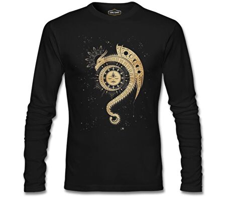 Dragon ve Ay Siyah Erkek Sweatshirt