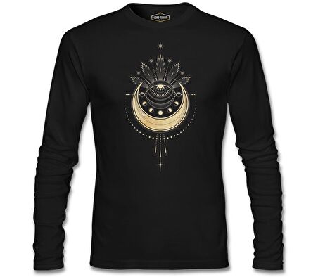 Geometrik - Ay ve Yıldızlar Siyah Erkek Sweatshirt