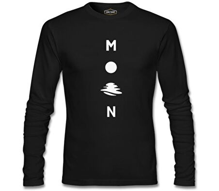 Moon on the Sea Siyah Erkek Sweatshirt