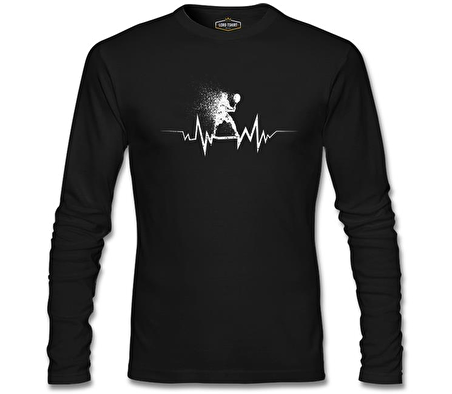 Tenis- Heartbeat Oyun Siyah Erkek Sweatshirt