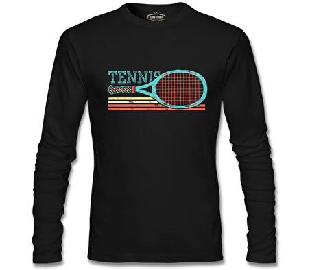 Tenis - Raket Yatay Siyah Erkek Sweatshirt