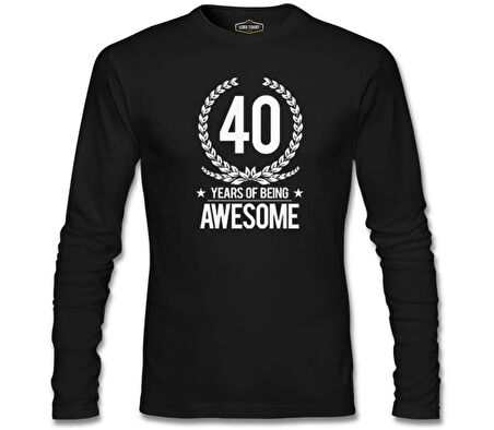Awesome 40 Years Siyah Erkek Sweatshirt