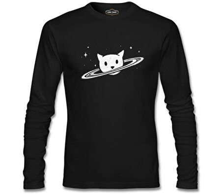 Saturn - Kedi Siyah Erkek Sweatshirt