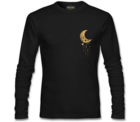 Uzay - Aydan Düşen Yıldızlar Siyah Erkek Sweatshirt