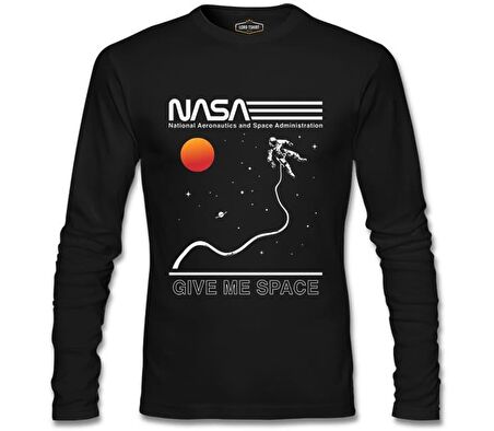 Nasa -Uzay Siyah Erkek Sweatshirt