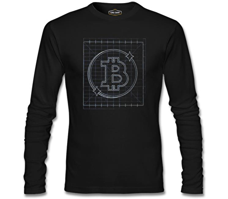 Bitcoin - Grid Logo Siyah Erkek Sweatshirt