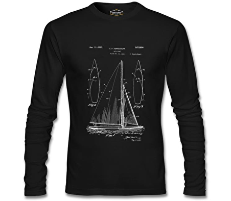 Yat Kulübü - Sail Boat Siyah Erkek Sweatshirt