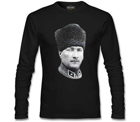 Atatürk - Portre Apolet Siyah Erkek Sweatshirt