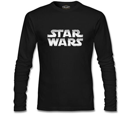 Star Wars - Logo Metalik Siyah Erkek Sweatshirt